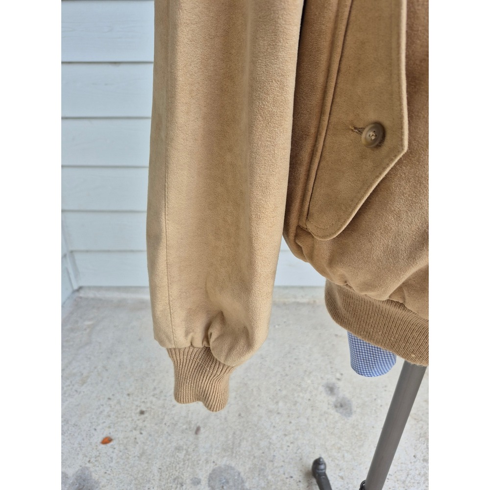 Vintage Lakeland Tan Suede Bomber Jacket Mens XL Full Zip Harrington Coat - Picture 8 of 16